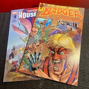 Comic Book Marvel And Badger Set Of 2 Lot Reading Comics 1990s Paperback